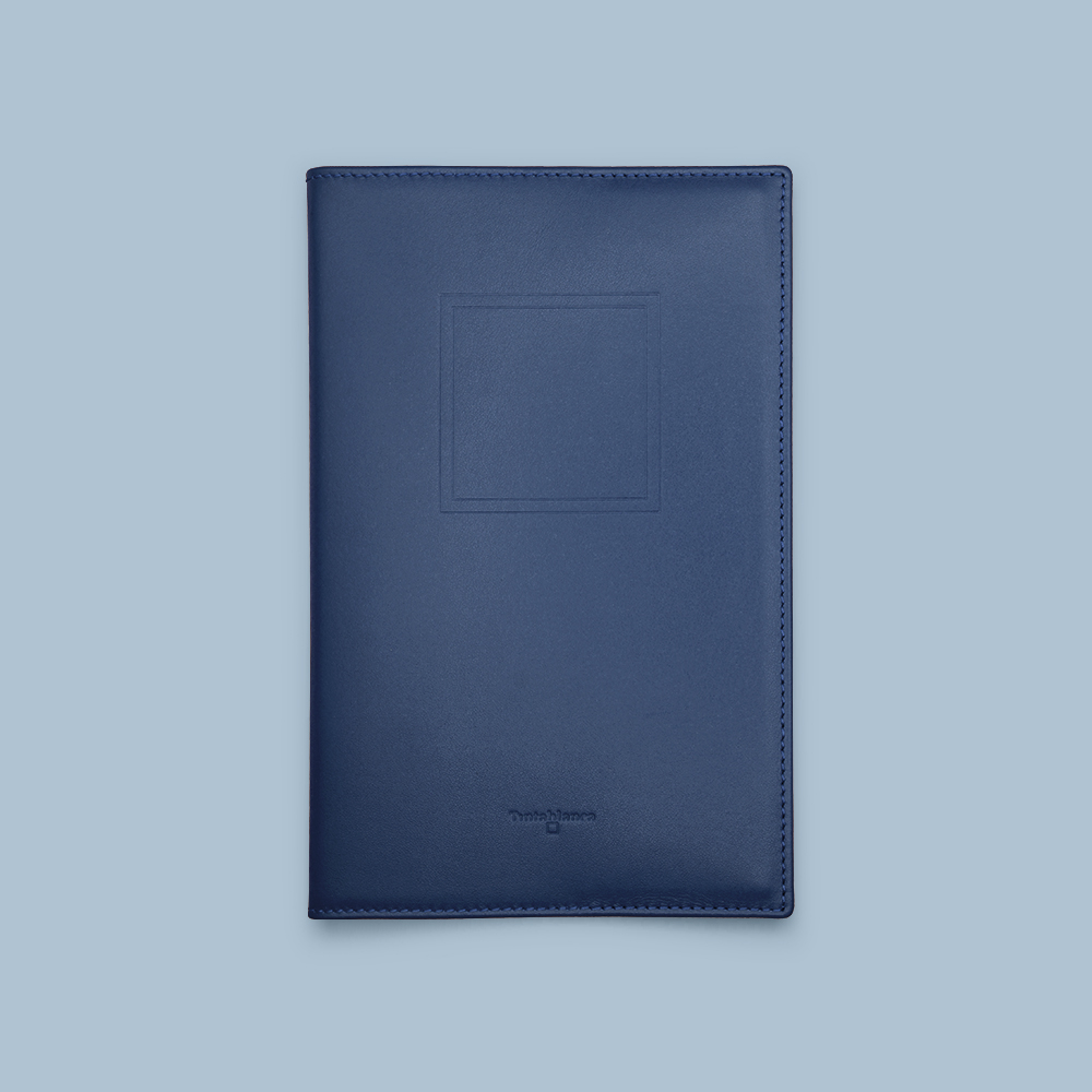 Cuaderno clásico con funda de piel azul - Tintablanca